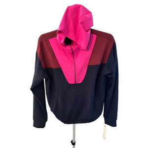 NWT AQUA ATHLETIC PINK AND BLUE HALF ZIP SWEATSHIRT WITH HOOD